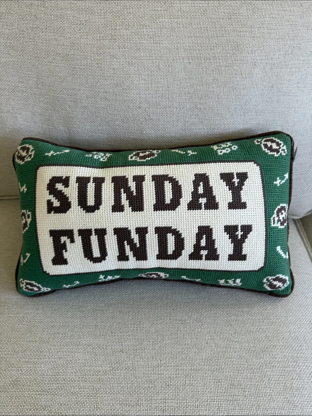 Sunday Funday Football Needlepoint Throw Pillow MSX by Michael Strahan